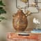 15.25" Brown Ceramic Antique Style Distressed Vase with Grooves & Handles